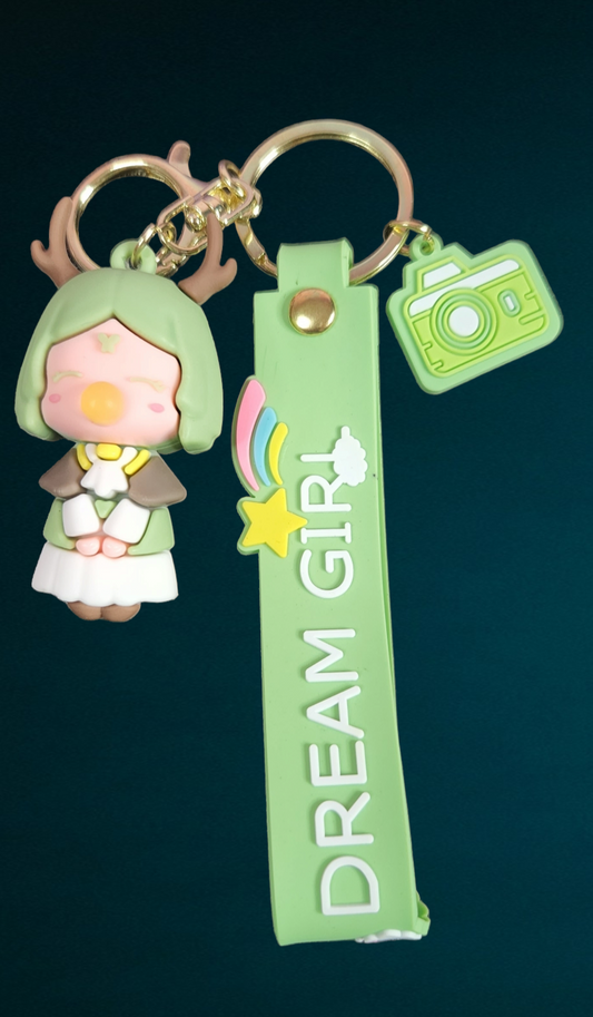 Kawaii Bubble Blowing Girl Keychain (Green)