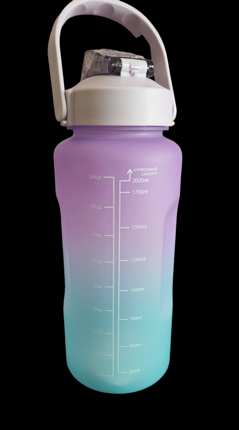 64 oz Motivational Water Bottle w/Straw and Handle (Purple/Blue Gradient)