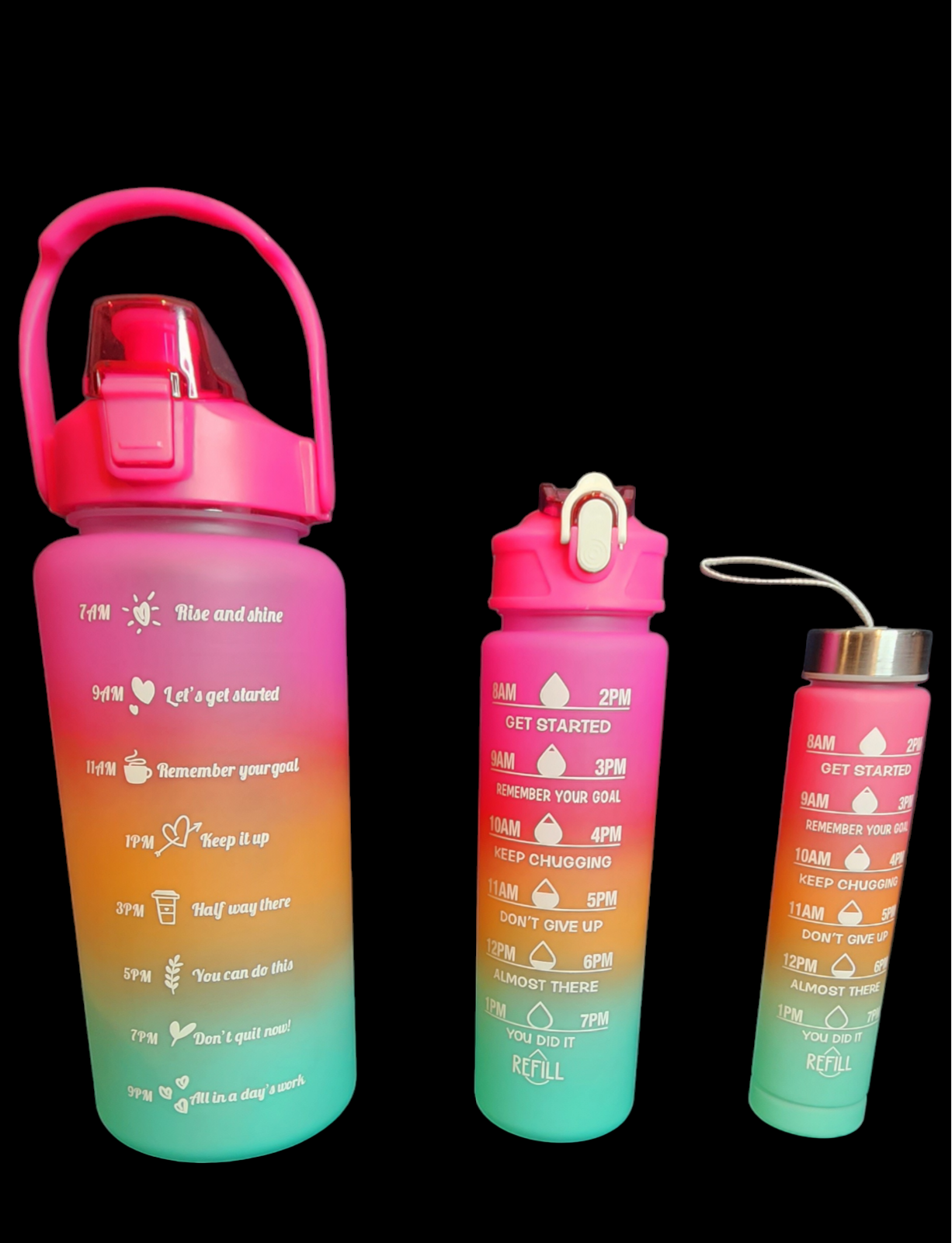 3-in-1 Sunset Gradient Water Bottle Set