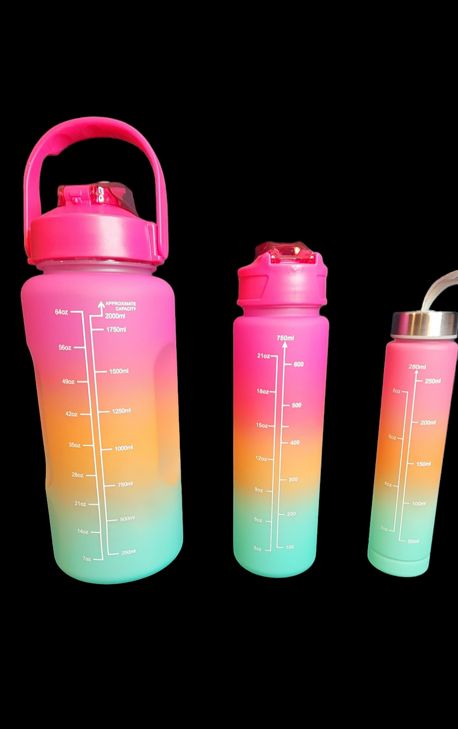 3-in-1 Sunset Gradient Water Bottle Set