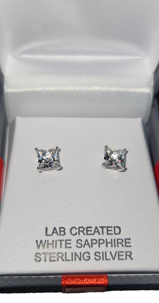 2.5 CT.T.W. Princess Cut Lab Created White Sapphire Stud Earrings