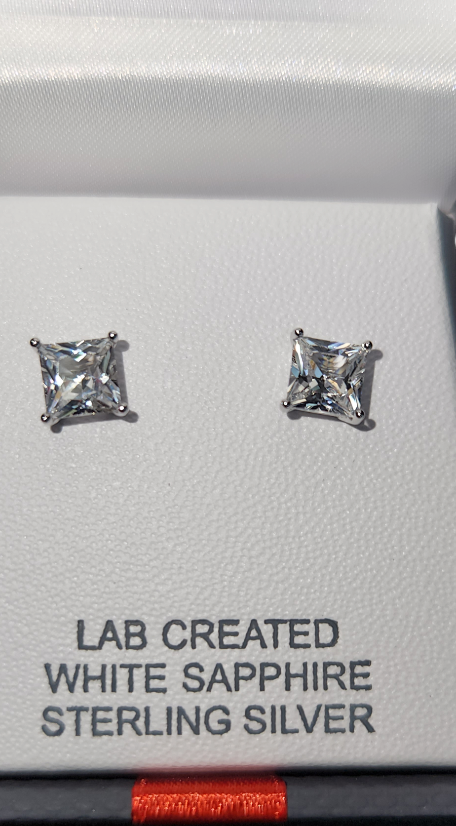 2.5 CT.T.W. Princess Cut Lab Created White Sapphire Stud Earrings