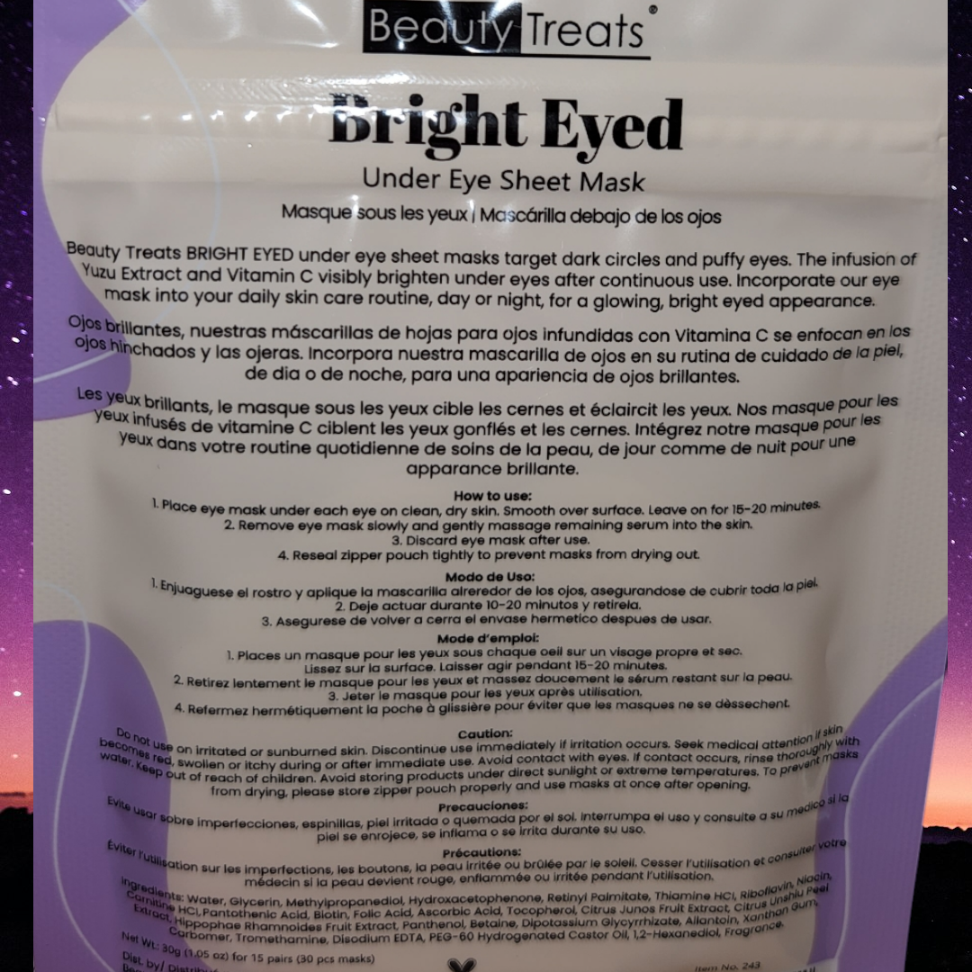 Bright Eyed Under Eye Sheet Masks (15 pairs)