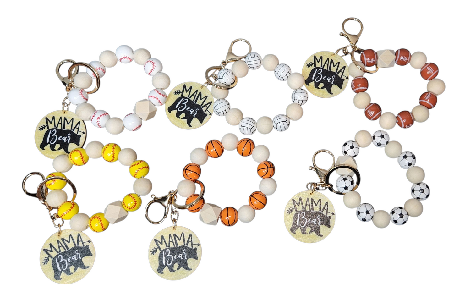 Mama Bear Sports Wristlet Keychain